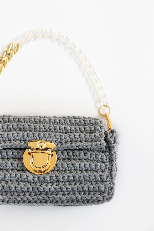 Grey Macramé Handbag